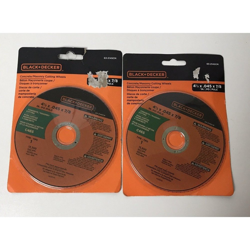 2 Black &‎ Decker Concrete Masonry Cutting Wheels 63-2145CM 4.5 x .045 x 7/8